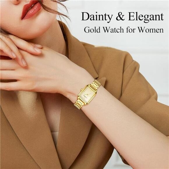 Gold Stainless Steel Quartz Bracelet Watch for Women Elegant Waterproof Gift - Picture 2 of 7